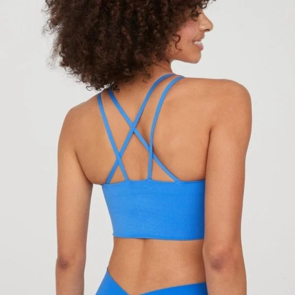 NWT Aerie Offline Real Me Blue Strappy Sports Bra - Picture 2 of 7